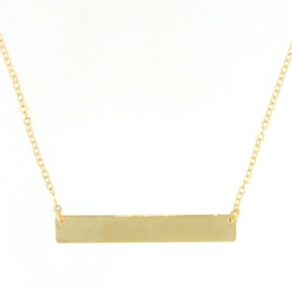 NORDSTROM REVOLVE Polished Gold Bar Plate Charm Dainty Pendant Necklace Jewelry - Picture 1 of 6